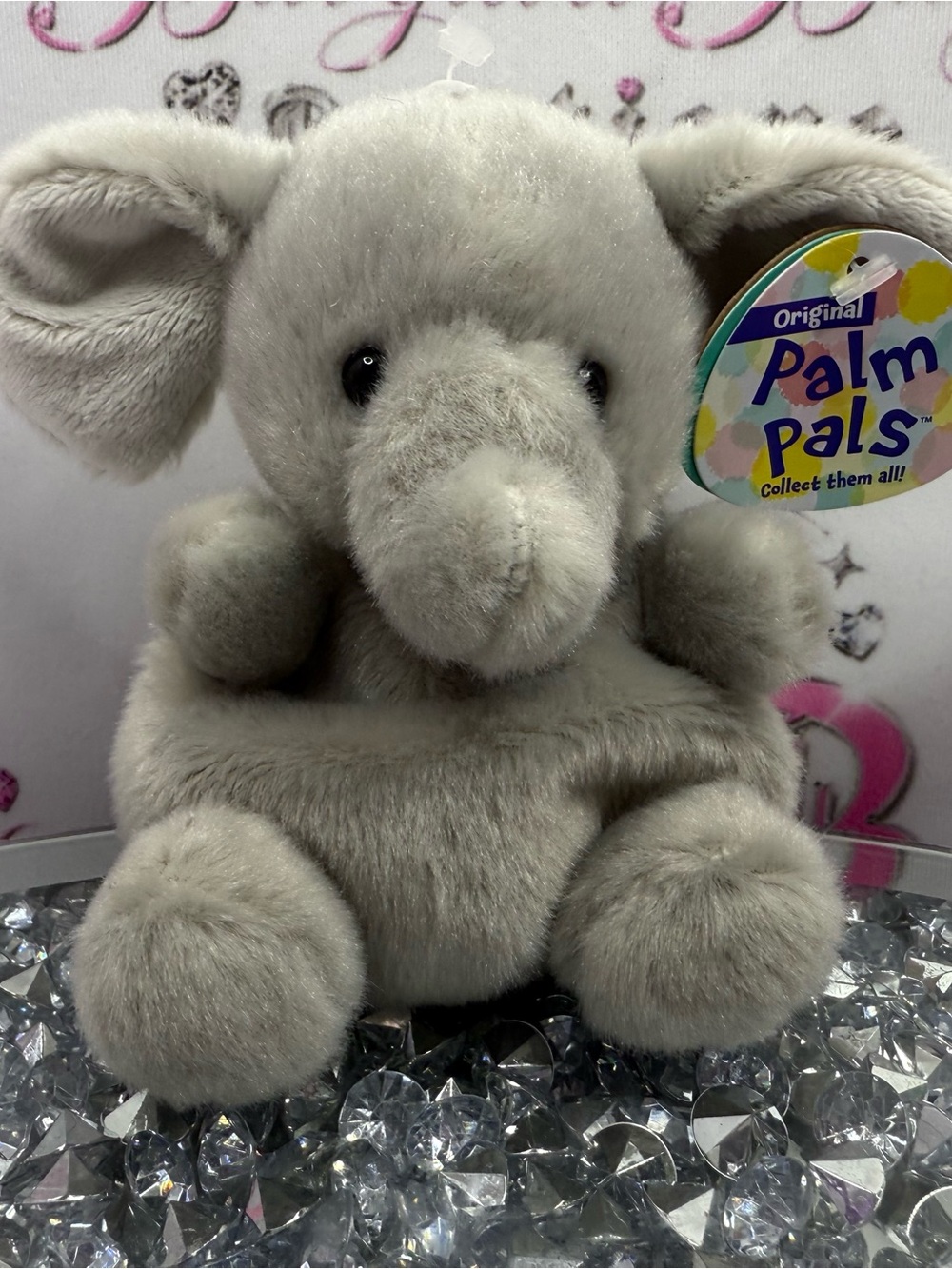 Original Palm Pals STOMPS ELEPHANT 🐘 ZOO Soft Gray Elephant Plush Toy